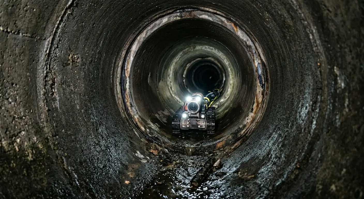 Robotic sewer camera inspecting pipe interior for Sewer Line Cleaning in Colville